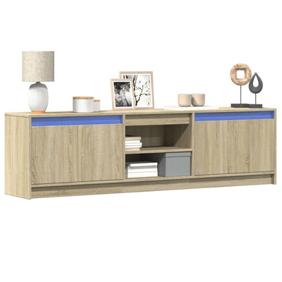 TV-taso LED-valoilla Sonoma-tammi 180x34x50 cm tekninen puu