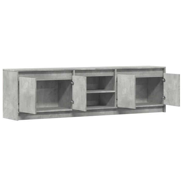 TV-taso LED-valoilla betoninharmaa 180x34x50 cm tekninen puu