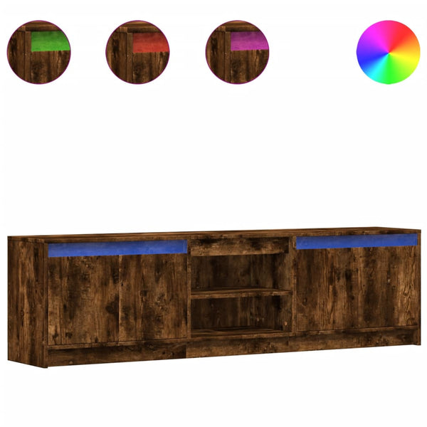 TV-taso LED-valoilla savutammi 180x34x50 cm tekninen puu