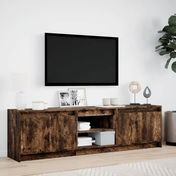 TV-taso LED-valoilla savutammi 180x34x50 cm tekninen puu