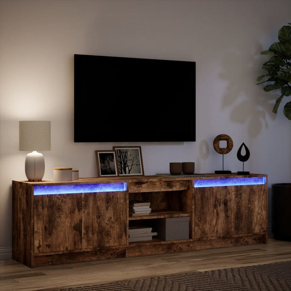 TV-taso LED-valoilla savutammi 180x34x50 cm tekninen puu