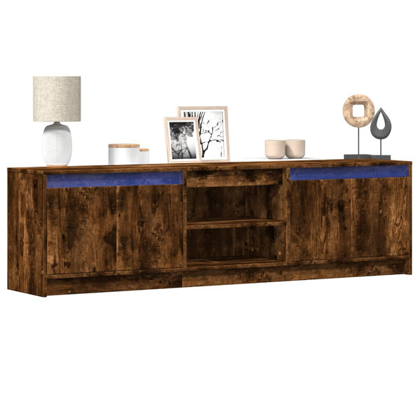 TV-taso LED-valoilla savutammi 180x34x50 cm tekninen puu