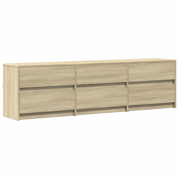TV-taso LED-valoilla Sonoma-tammi 180x34x50 cm tekninen puu