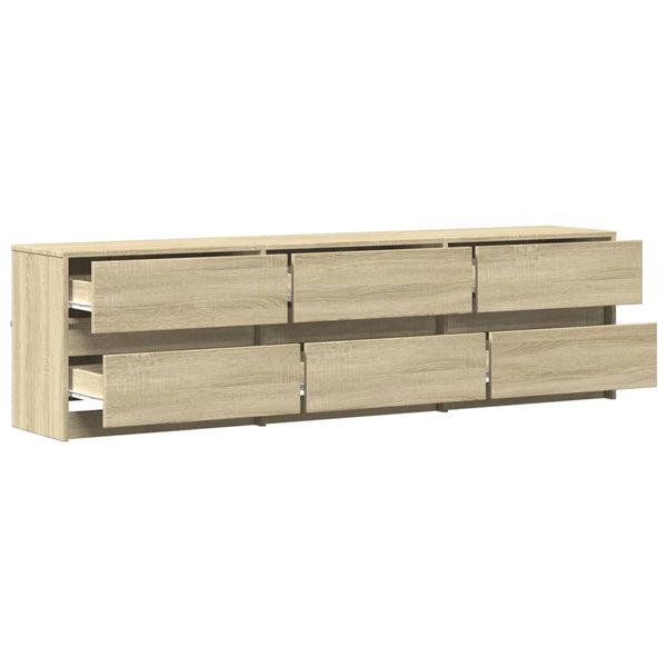 TV-taso LED-valoilla Sonoma-tammi 180x34x50 cm tekninen puu