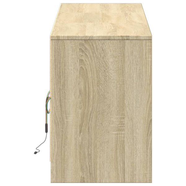 TV-taso LED-valoilla Sonoma-tammi 180x34x50 cm tekninen puu