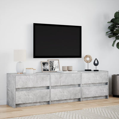 TV-taso LED-valoilla betoninharmaa 180x34x50 cm tekninen puu