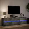 TV-taso LED-valoilla betoninharmaa 180x34x50 cm tekninen puu