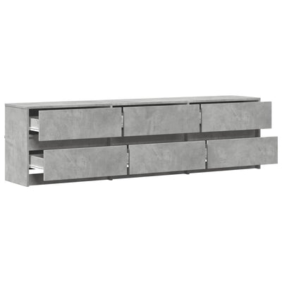 TV-taso LED-valoilla betoninharmaa 180x34x50 cm tekninen puu