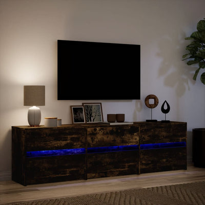 TV-taso LED-valoilla savutammi 180x34x50 cm tekninen puu