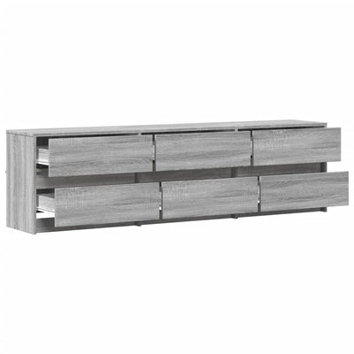 TV-taso LED-valoilla harmaa Sonoma 180x34x50 cm tekninen puu