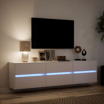 TV-seinäkaappi LED-valoilla valkoinen 180x31x45 cm
