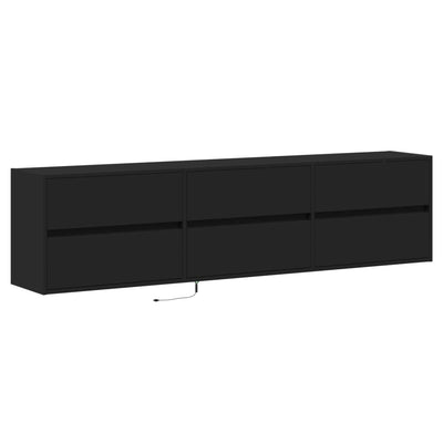 TV-seinäkaappi LED-valoilla musta 180x31x45 cm