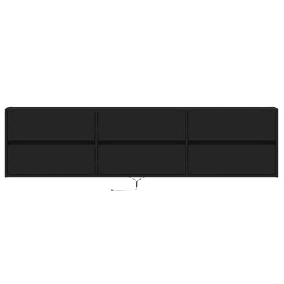 TV-seinäkaappi LED-valoilla musta 180x31x45 cm