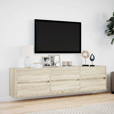 TV-seinäkaappi LED-valoilla Sonoma-tammi 180x31x45 cm
