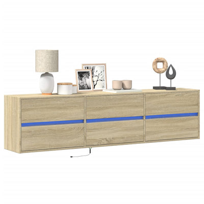 TV-seinäkaappi LED-valoilla Sonoma-tammi 180x31x45 cm
