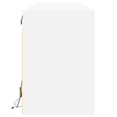 Valkoinen tv-seinäkaappi Hairi 180x31x45cm (led-valoilla)