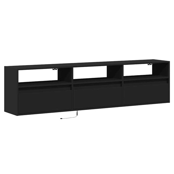 TV-seinäkaappi LED-valoilla musta 180x31x45 cm