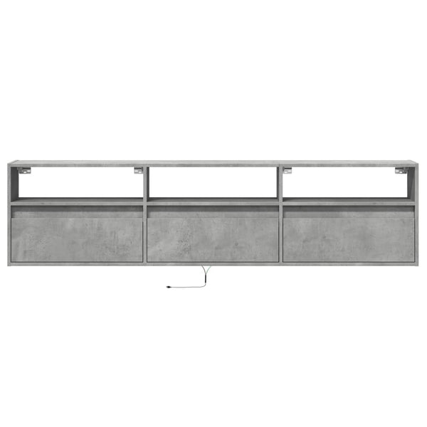 TV-seinäkaappi LED-valoilla betoninharmaa 180x31x45 cm