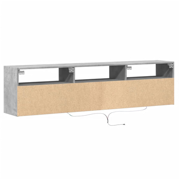 TV-seinäkaappi LED-valoilla betoninharmaa 180x31x45 cm