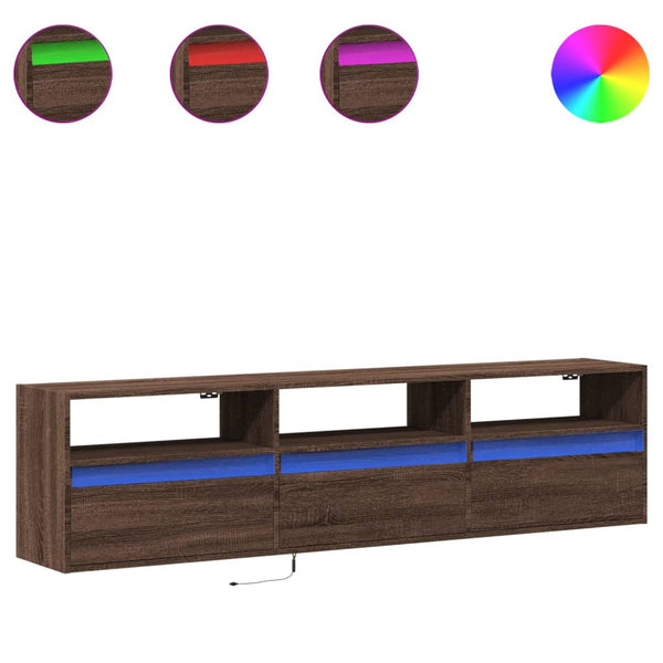 TV-seinäkaappi LED-valoilla ruskea tammi 180x31x45 cm