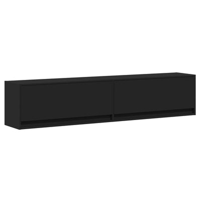 TV-seinäkaappi LED-valoilla musta 180x31x38 cm