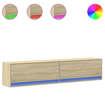 Sonoma-tammi tv-seinäkaappi Antinogel 180x31x38cm (led-valoilla)