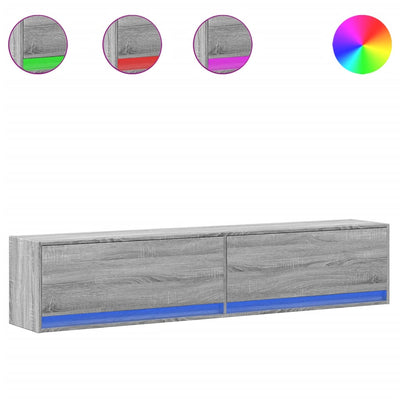 Harmaa tv-seinäkaappi Antinogel 180x31x38cm (led-valoilla sonoma)