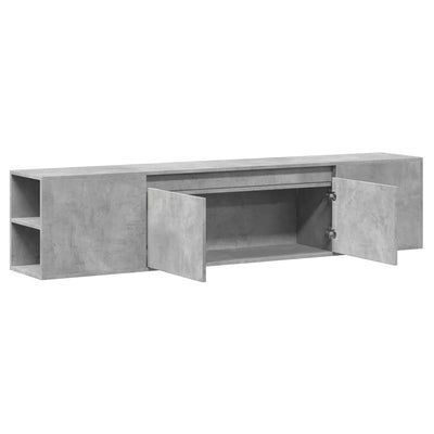 TV-seinäkaappi LED-valoilla betoninharmaa 180x31x39,5 cm