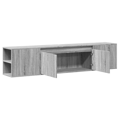 TV-seinäkaappi LED-valoilla harmaa Sonoma 180x31x39,5 cm
