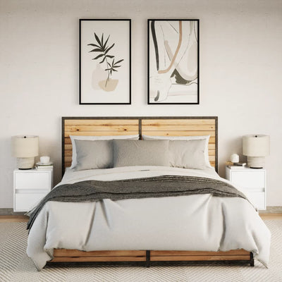 Valkoinen seinäkiinnitettävät yöpöydät led-valoilla Colcer (2 kpl)