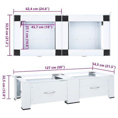 Valkoinen pesukoneen jalusta laatikoilla Lumperdean (kaksinkertainen)