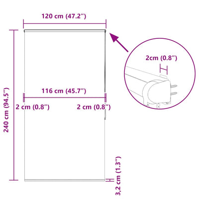 Rullaverho kasetilla Ulysse 120x240cm (kankaan leveys 116 cm)