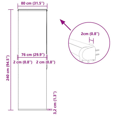 Rullaverho kasetilla Ulysse 80x240cm (kankaan leveys 76 cm)