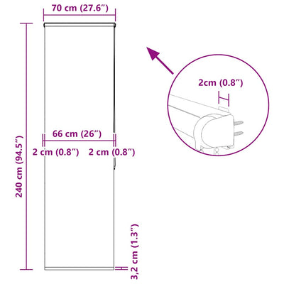 Rullaverho kasetilla Ulysse 70x240cm (kankaan leveys 66 cm)