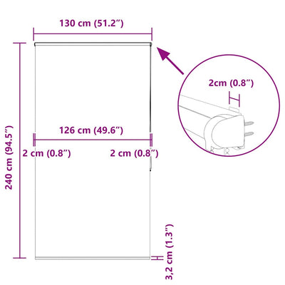 Rullaverho kasetilla Ulysse 130x240cm (kankaan leveys 126 cm)
