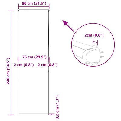 Rullaverho kasetilla Ulysse 80x240cm (kankaan leveys 76 cm)