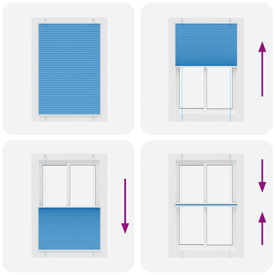 Sininen laskostettu blind Matita 95x150cm (kankaan leveys 94,4 cm)