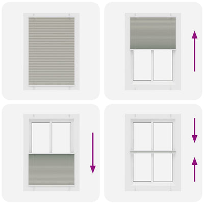 Vaaleanharmaa laskostettu kaihdin Matita 85x150cm (kankaan leveys)