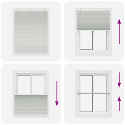 Vaaleanharmaa laskostettu kaihdin Matita 110x150cm (kankaan leveys)