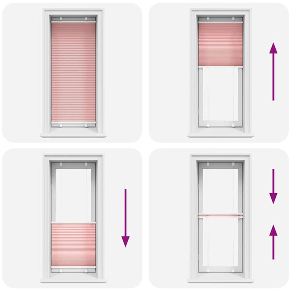 Pliseerattu kaihdin, pinkki, 65x100 cm, kangas, leveys 64,4 cm, polyesteri