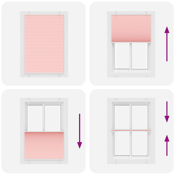 Pliseerattu kaihdin, pinkki, 100x100 cm, kangas, leveys 99,4 cm, polyesteri