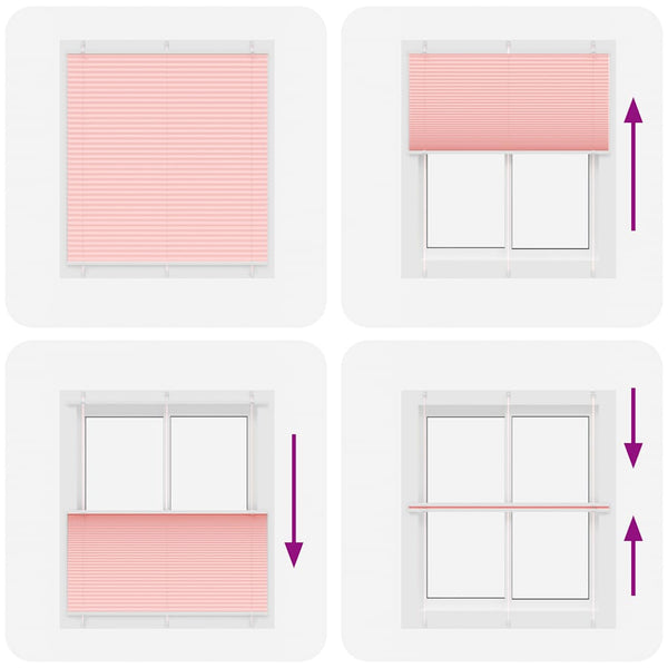 Pliseerattu kaihdin, pinkki, 115x100 cm, kangas, leveys 114,4 cm, polyesteri