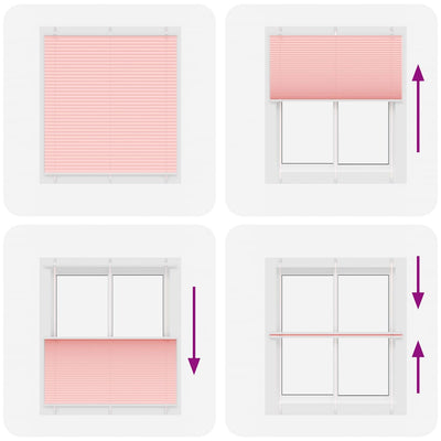 Vaaleanpunainen laskostettu sokea Matita 120x150cm (kankaan leveys)