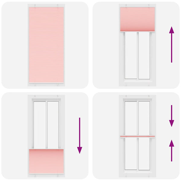 Pliseerattu kaihdin, pinkki, 95x200 cm, kangas, leveys 94,4 cm, polyesteri