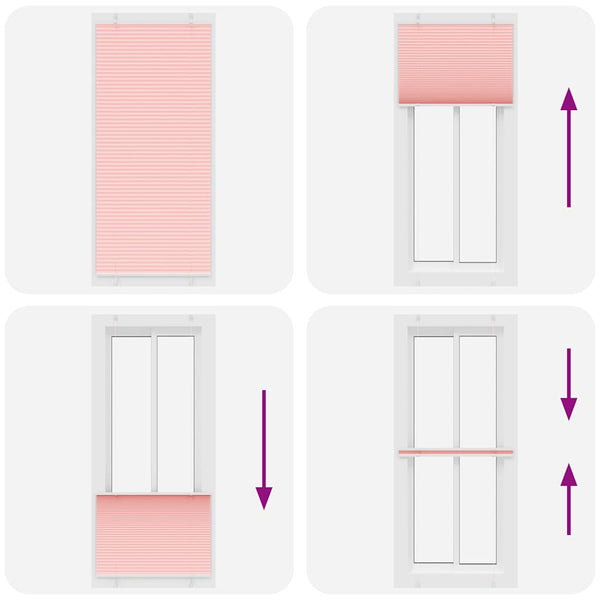 Pliseerattu kaihdin, pinkki, 100x200 cm, kangas, leveys 99,4 cm, polyesteri