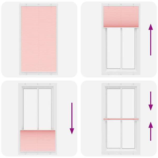 Pliseerattu kaihdin, pinkki, 105x200 cm, kangas, leveys 104,4 cm, polyesteri