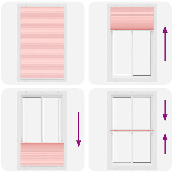 Pliseerattu kaihdin, pinkki, 115x200 cm, kangas, leveys 114,4 cm, polyesteri