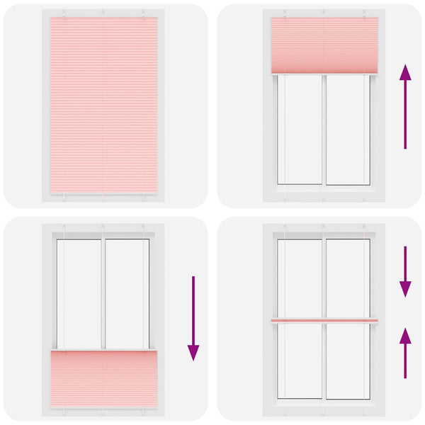 Pliseerattu kaihdin, pinkki, 120x200 cm, kangas, leveys 119,4 cm, polyesteri