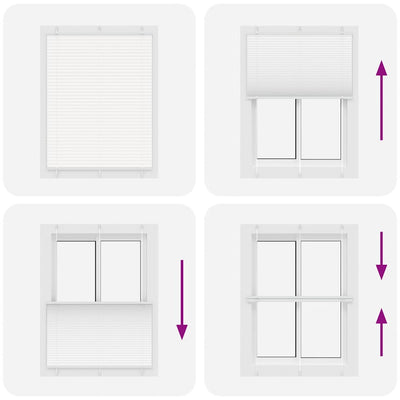 Valkoinen laskostettu blind Matita 110x100cm (kankaan leveys 109,4 cm)