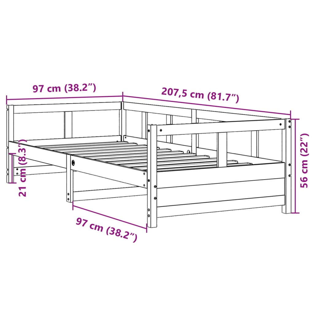 Vahanruskea sohvasänky Valegia 90x200cm (mänty)